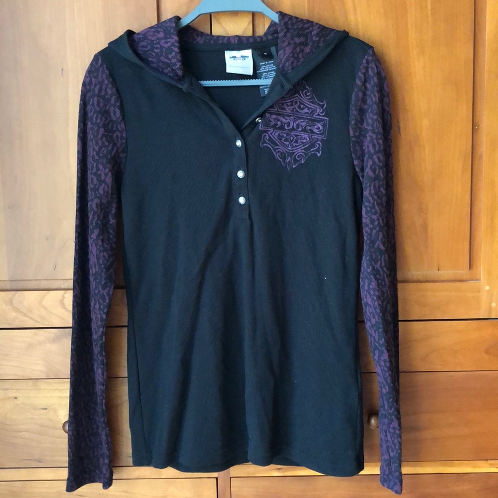 Harley Davidson Long Sleeve Hooded Shirt